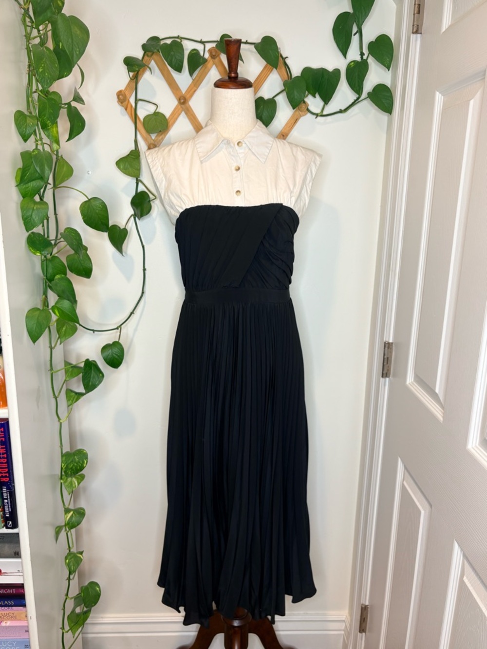 Anthropologie Maeve Pleated Twofer Midi Shirt Dress - Picture 2 of 13